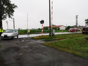 Widoczne rogatki i przejazd