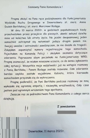 List z  podziękowaniem