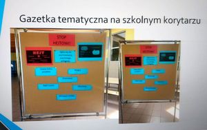 tablica szkolna w formie gazetki z wiadomościami o hejcie