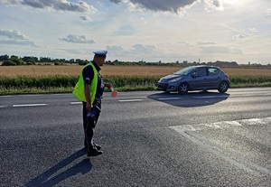 policjant zatrzymuuje pojazd do kontroli