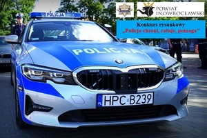 baner konkursowy na nim radiowóz i tytuł konkursu