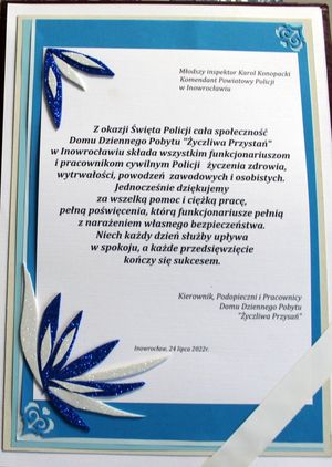 pisemne życzenia dla policjntów