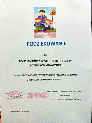 dyplom dedykowany policjantom