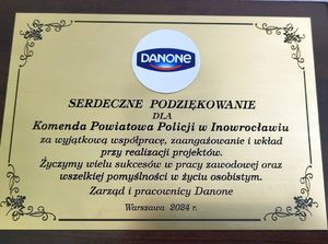 podziękowanie dla policji