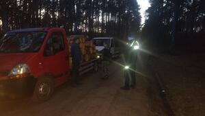 Policjant i Strażnik Leśny kontroluje teren leśny