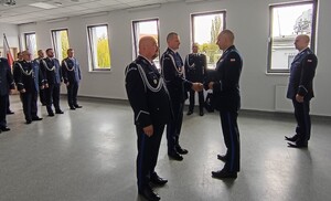 Zbiórka w siedzibie KPP w Inowrocławiu z udziałem Komendanta Wojewódzkiego Policji w Bydgoszczy w sprawie zmian kadrowych kierownictwa komendy