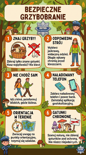 Ulotka zawierająca wskazówki dotyczące bezpiecznego grzybobrania